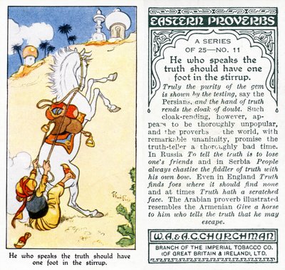 „Ten, kto mówi Prawdę, powinien mieć jedną nogę w strzemieniu”, 1931 (zob. także 498188) autorstwa René Bull