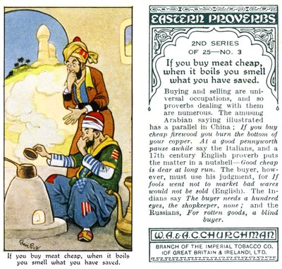 Jeśli kupujesz tanio mięso, jak się gotuje, czujesz zapach tego, co uratowałeś, 1932 autorstwa René Bull