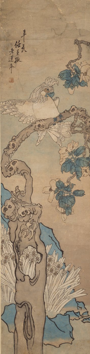 Papuga na drzewie kwiatowym, 1835-1893 autorstwa Ren Xun