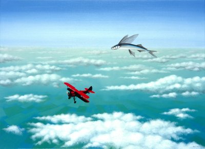Latająca ryba, 2001, olej na płótnie autorstwa Rene Boin