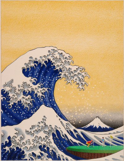 HOKUSAI-Golf, 2021, Rysunek ołówkiem na papierze autorstwa Rene Boin