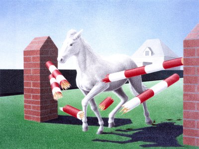 Przeszkoda, 2004, Rysunek ołówkiem na papierze autorstwa Rene Boin