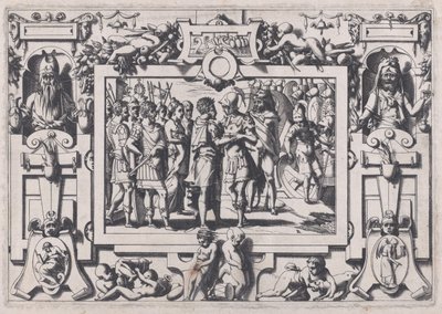 Jason przybywa do Colchis Jason w końcu przybył do Colchis..., 1563. autorstwa Rene Boyvin