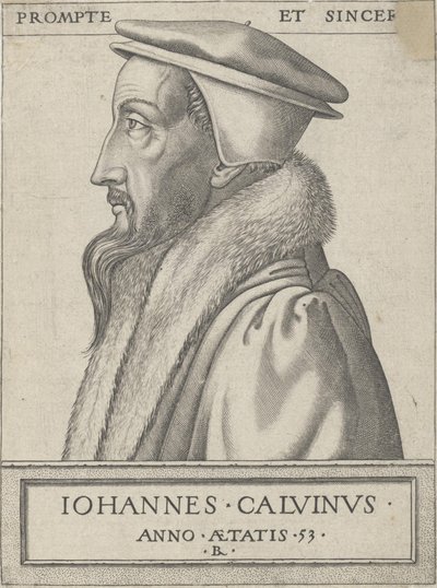 Jean Calvin (1509 - 1564), teolog i główna siła w reformacji protestanckiej, w wieku 53 autorstwa Rene Boyvin