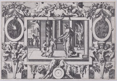 Dzieci Medei i Jasona dają Creusie śmiertelne prezenty od jego dwóch synów dla Środ..., 1563. autorstwa Rene Boyvin