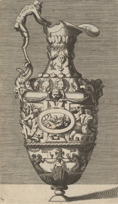 Wazon z rzecznym bogiem w owalnym medalionie, XVII w. p.n. autorstwa Rene Boyvin