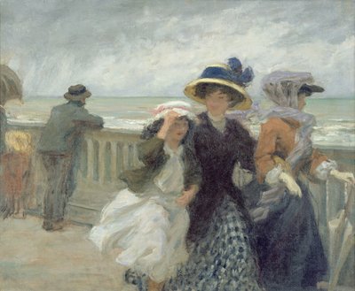 Gale on the Seafront (olej na płótnie) autorstwa René François Xavier Prinet