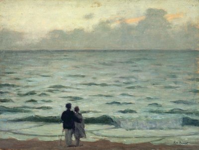 Podmuch wiatru, Zachód słońca w Cabourg, ok. 1937 r. (olej na desce) autorstwa René François Xavier Prinet