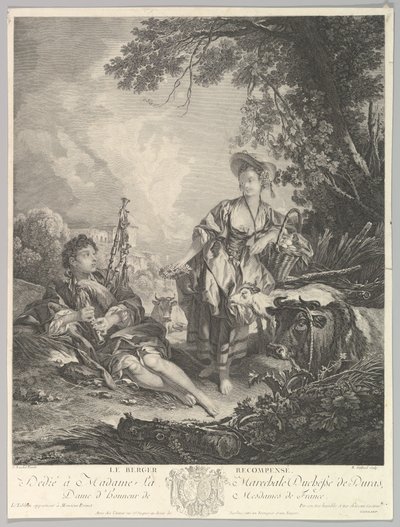 Le Berger Recompensé Nagrodzony Pasterz, XVIII wiek. autorstwa Rene Gaillard