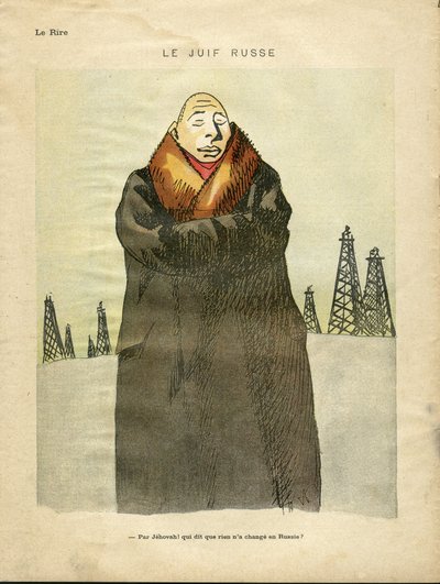 Ilustracja Hermanna-Paula (1864-1940) w Le Lire, ca. 1935 - Żyd rosyjski - antysemityzm, ropa naftowa - Żyd autorstwa Rene George Hermann Paul