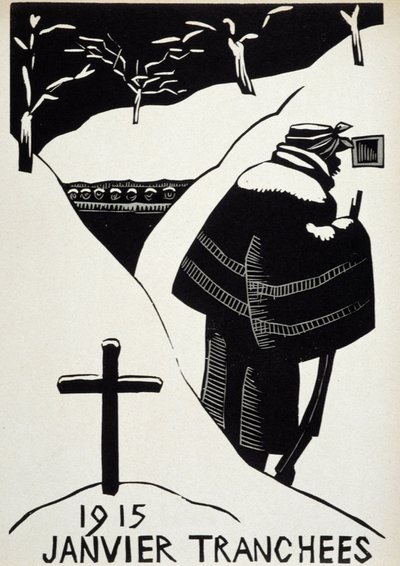 Styczeń 1915: les trenches - w „Kalendarzu Wojennym”, il. Herman-Paul, Librairie Lutetia, Paryż autorstwa Rene George Hermann Paul
