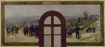 Szkic biura prefekta w paryskim ratuszu: Odlot balonu "Armand Barbès", instrukcja Gwardii Narodowej autorstwa Rene Joseph Gilbert