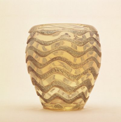 Ciężki odlewany wazon z falistym wzorem w polerowanym reliefie Lalique, ok.1902 autorstwa Rene Jules Lalique