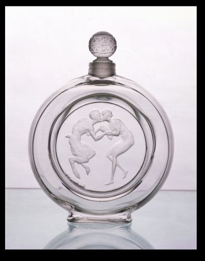 Le Baiser du Faune, przezroczysty szklany flakon zapachowy do Molinard od Lalique autorstwa Rene Jules Lalique
