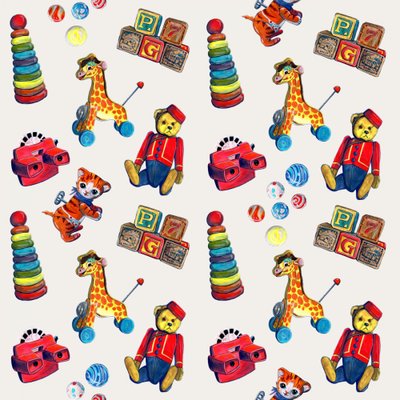 Kolorowe zabawki w stylu retro autorstwa Renee Machan Cottagecore Artist