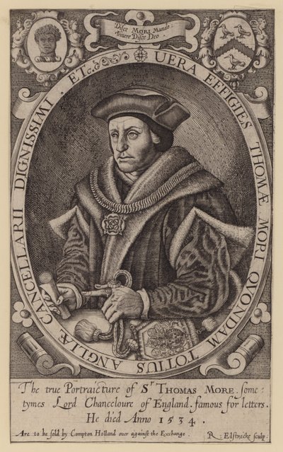 Sir Thomas More, angielski prawnik, mąż stanu, filozof i humanista (grafika) autorstwa Renold (after) Elstrack