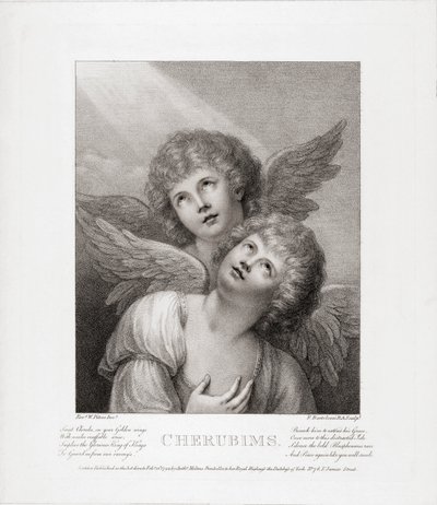 Dwa cherubiny. Dwa anioły. autorstwa Rev. Matthew William (after) Peters