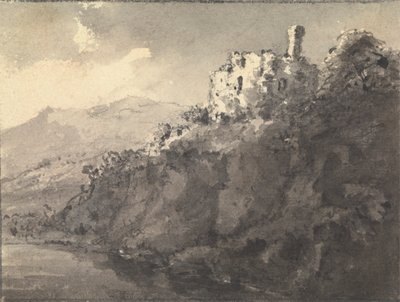 Paisagem com um castelo em uma colina em Rightpolish autorstwa Rev. William Gilpin