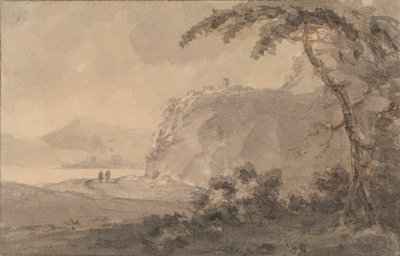Dwie postacie na drodze nad jeziorem autorstwa Rev. William Gilpin