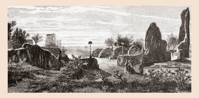 Ruiny Pałacu Cezarów, Wzgórze Palatyn, Rzym, Włochy pod koniec XIX wieku. Z włoskich obrazów ks. Samuela Manninga, opublikowanych około 1890 roku. autorstwa Reverend Samuel Manning