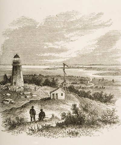 Sandy Hook New Jersey, widziana z latarni morskiej w latach 70. XIX wieku, ok. 1880 r. autorstwa Reverend Samuel Manning