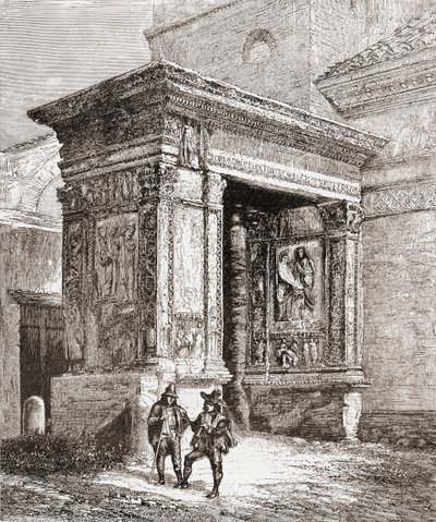 Arcus Argentariorum, w zachodniej ścianie kościoła San Giorgio al Velabro, Rzym, Włochy pod koniec XIX wieku. Z włoskich obrazów ks. Samuela Manninga, opublikowanych około 1890 roku. autorstwa Reverend Samuel Manning