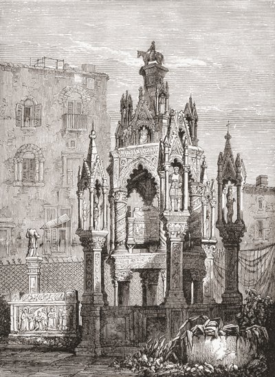 Grobowce Scaligerów, Werona, Włochy pod koniec XIX wieku. Z włoskich obrazów ks. Samuela Manninga, opublikowanych ok. 1890 r. autorstwa Reverend Samuel Manning
