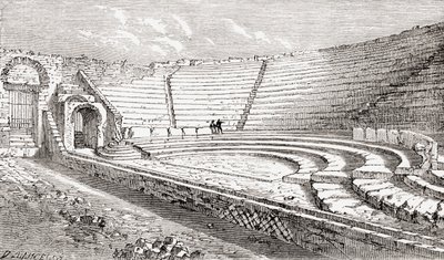 Mały teatr, Pompeje, Neapol, Włochy Z włoskich obrazów ks. Samuela Manninga, opublikowanych około 1890 roku. autorstwa Reverend Samuel Manning
