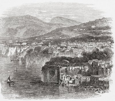 Widok na Sorrento, Kampania, południowe Włochy, pod koniec XIX wieku. Z włoskich obrazów ks. Samuela Manninga, opublikowanych około 1890 roku. autorstwa Reverend Samuel Manning