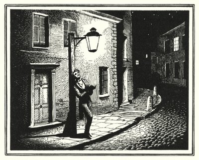 Hans Christian Andersen: Stara latarnia uliczna (lito) autorstwa Rex (after) Whistler