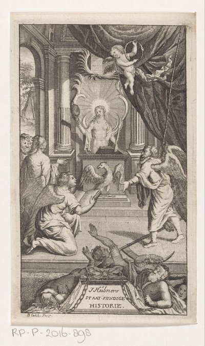 Ojciec Czas ujawnia historię Historia polityczna J. Huebnera (tytuł na obiekcie) Strona tytułowa dla: Johann Hübner, Zwięzłe pytania z historii politycznej, 1722 autorstwa Reynier Blokhuysen