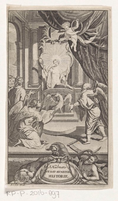 Ojciec Czas ujawnia historię Historia polityczna J. Huebnera (tytuł na obiekcie) Strona tytułowa za: Johann Hübner, Zwięzłe pytania z historii politycznej, 1719 autorstwa Reynier Blokhuysen