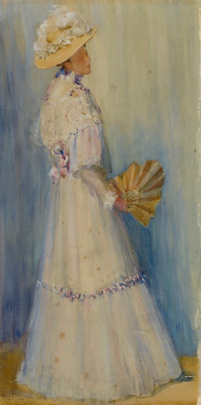 Dama z wachlarzem, koniec XIX-początek XX wieku. autorstwa Rhoda Holmes Nicholls