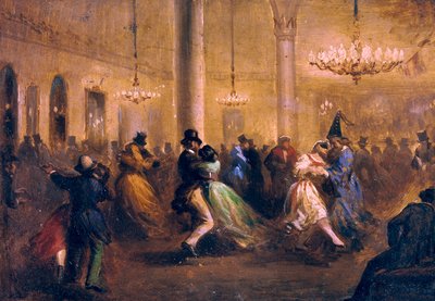 Baile de Capellanes, około. 1860-1865 (olej na blasze) autorstwa Ricardo Balaca y Canseco