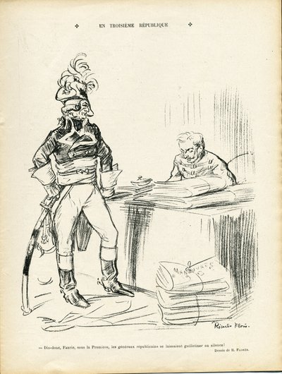 Ilustracja Ricardo Floresa (1878-1918) w Le Lire, 29.11.13 - W III Republice - Ire Republic - Generałowie Generalni, Baptiste Faurie (1853-1938) autorstwa Ricardo Flores