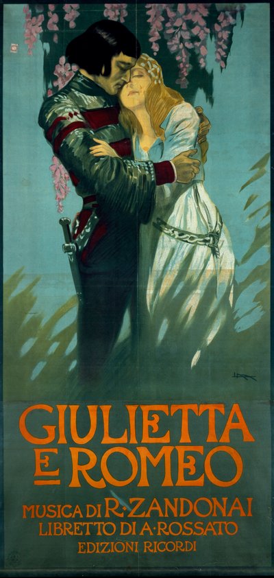 Plakat do opery Romeo i Julia Riccardo Zandonai autorstwa Riccardo Zandonai