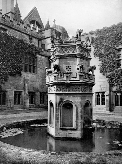 Fontanna w krużgankach opactwa Newstead, Nottingham, 1902-1903. autorstwa Richar Keene
