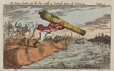 Baron Munchausen kradnie tureckie działo autorstwa John Pardon