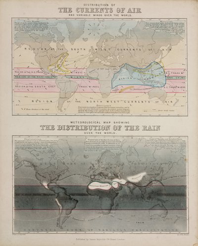 Dwie mapy meteorologiczne, ok. 1850 autorstwa John Pardon