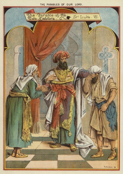 Przypowieści Chrystusa: przypowieść o dwóch dłużnikach (chromolitho) autorstwa Richard Andre