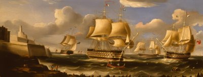 H.M.S.Queen w Valetcie / obraz R.B.Spencer, 1848 autorstwa Richard B. Spencer