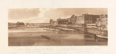 Widok na Luwr i Most Thuilleries, zaczerpnięty z Pont Neuf. 1802; Płyta 2 z Widoków w Paryżu, Emanuel Volume Tracing płyty, B1981.25.2613 autorstwa Richard Banks Harraden