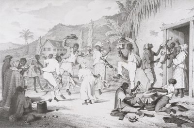 Czarny taniec, z „West India Scenery with Illustrations of Negro Character”, wydrukowany przez R. Jenningsa autorstwa Richard Bridgens