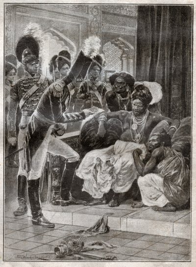 Sri Vikrama Rajasinha, król Kandy (Sri Lanka) zwolniony przez Anglików w 1815. 1924 (ilustracja) autorstwa Richard Caton (after) Woodville