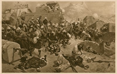 92. górale i 2. Gurkhowie szturmują Gundi Mulla Sahibdad podczas bitwy o Kandahar w Afganistanie, II wojna anglo-afgańska autorstwa Richard Caton II (after) Woodville