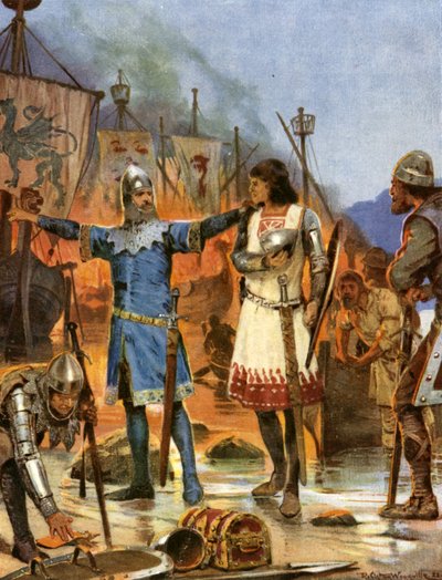 Fitzstephen pali swoje łodzie autorstwa Richard Caton II (after) Woodville