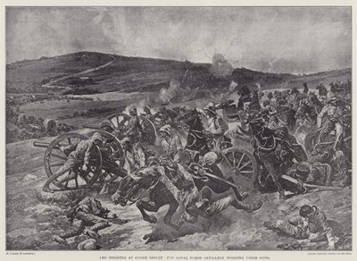 Katastrofa w Koorn Spruit, Królewskiej Artylerii Konnej działającej ze swoich dział (litografia) autorstwa Richard Caton II (after) Woodville