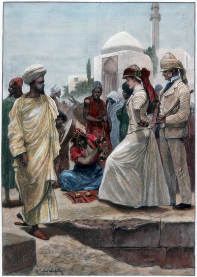 Zaklinacz uliczny w Algierze, 1895. autorstwa Richard Caton II Woodville