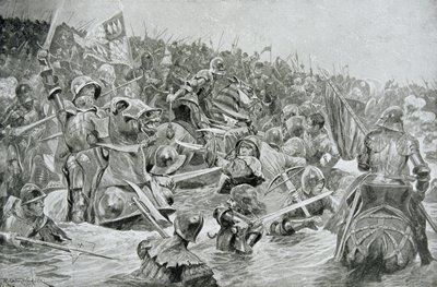 Bitwa pod Towton w 1461 r., ilustracja z książki Hutchinsonsa "Historia narodu brytyjskiego". autorstwa Richard Caton Woodville