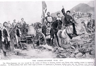 Pierwsza wojna chińsko-japońska, ilustracja z „Hutchinsons History of the Nations”, c.1910 autorstwa Richard Caton Woodville